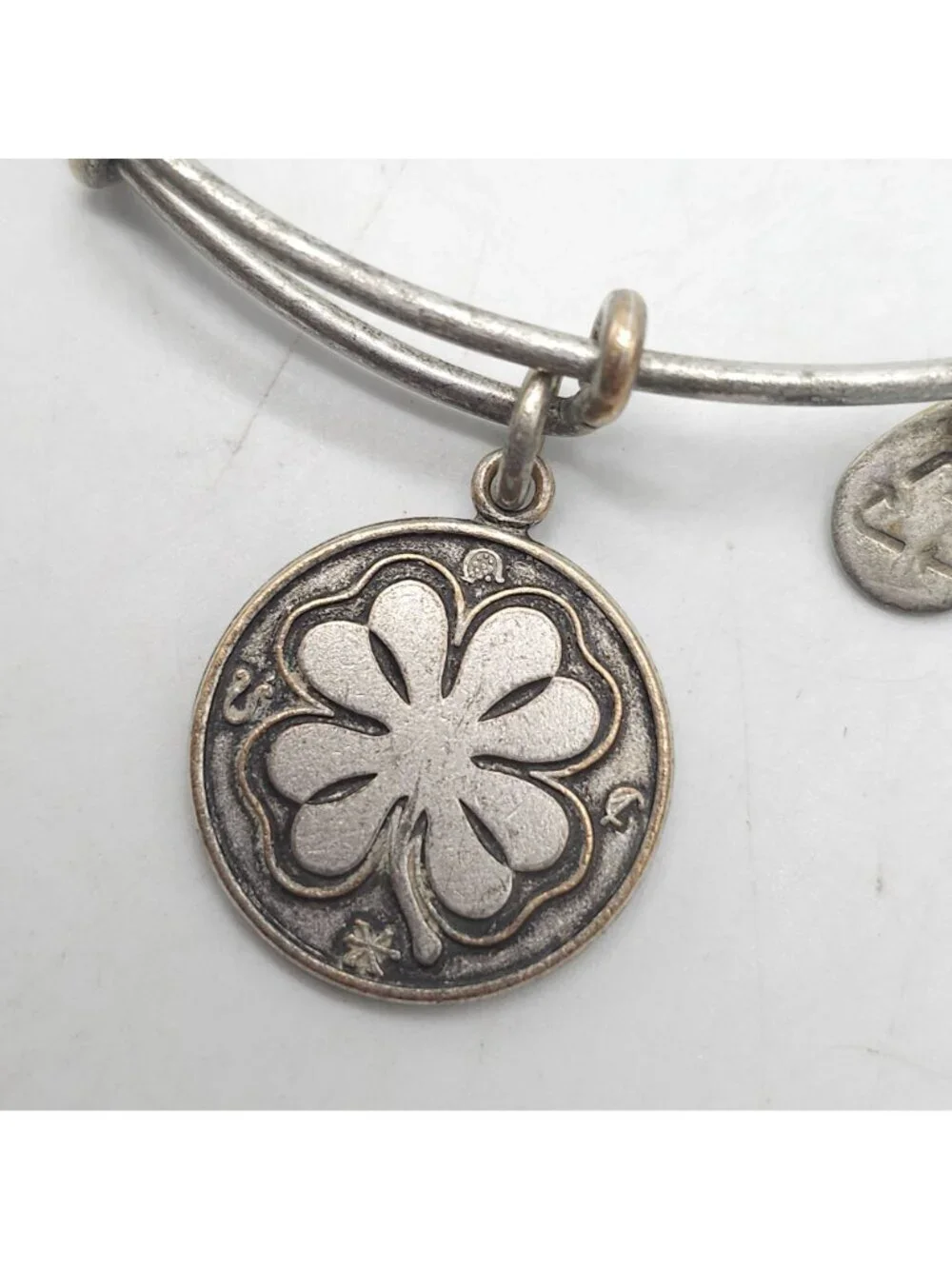 Alex And Ani Silver-Tone Four-Leaf Clover Charm Bangle Bracelet 2013